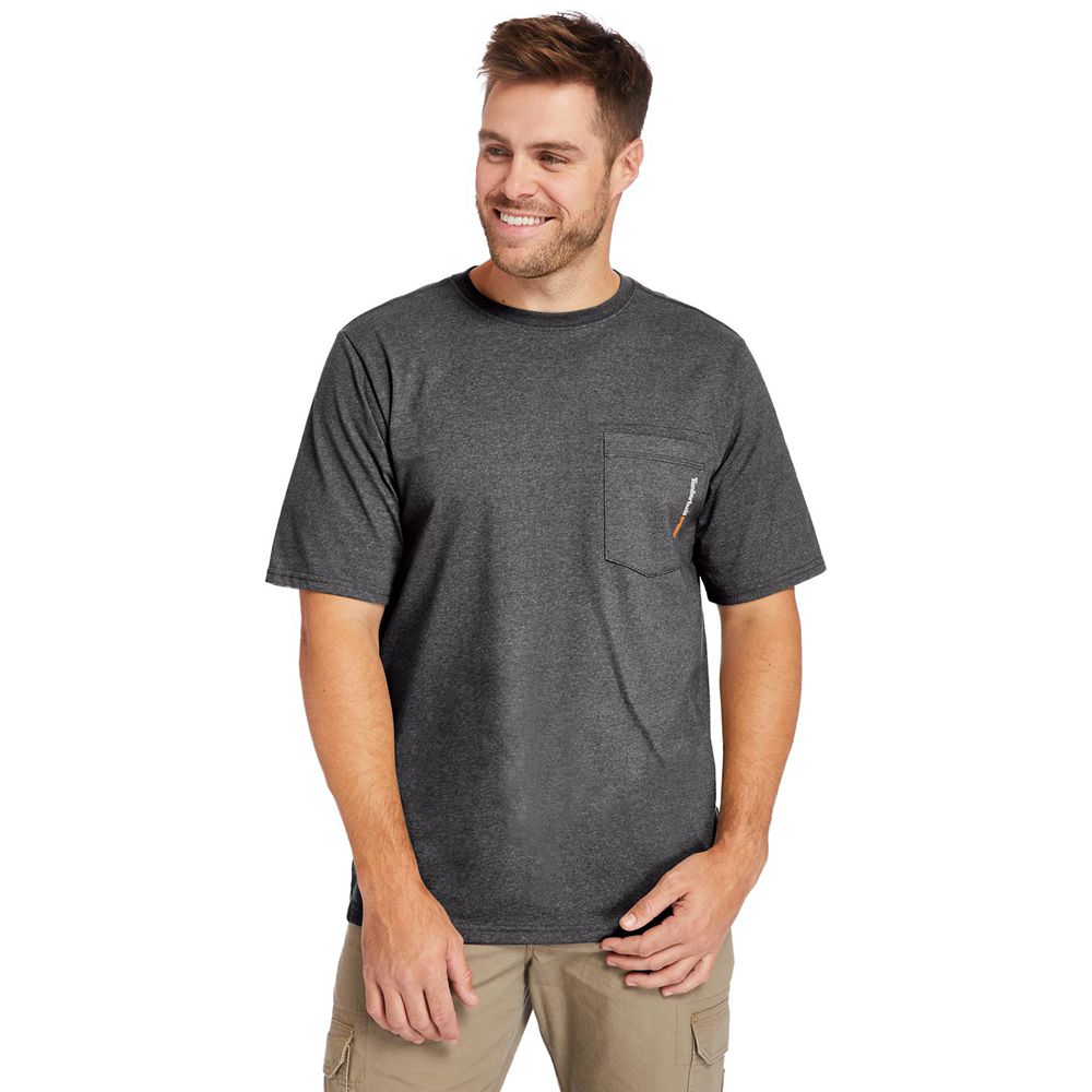 Camisetas Timberland Hombre Pro® Big & Tall Base Plate Short-Sleeve Gris Oscuro - Chile WVN-036571